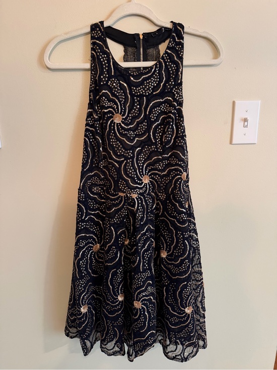 Soieblu Dresses & Skirts - Soieblu Navy Dress with Gold Embellishment